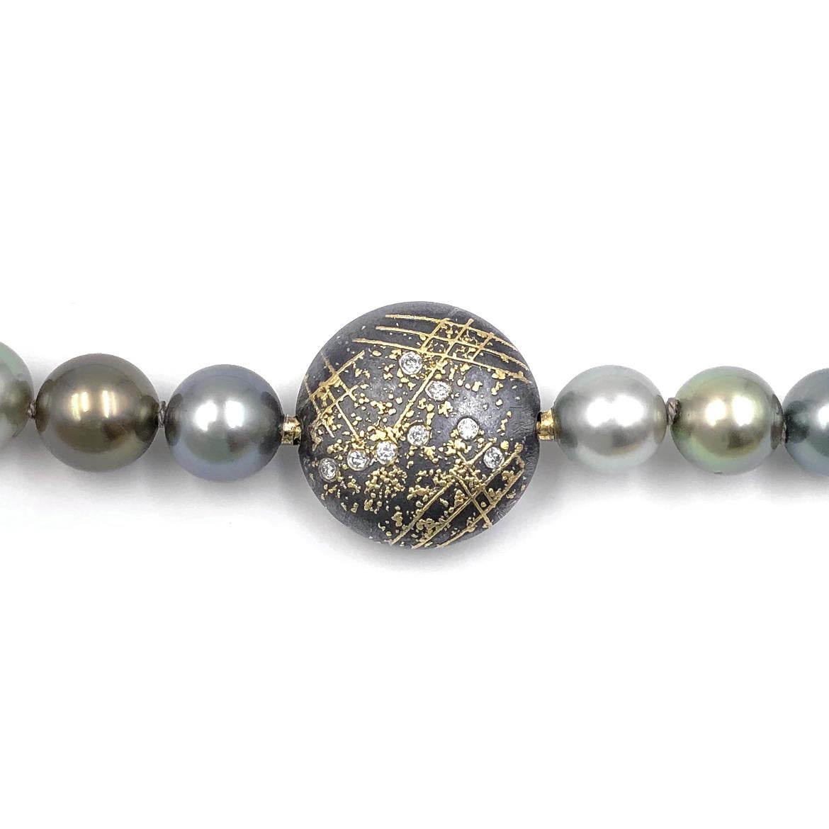 Atelier Zobel Tahitian Pearl Diamond Coin Clasp One of a Kind Necklace In New Condition In Dallas, TX
