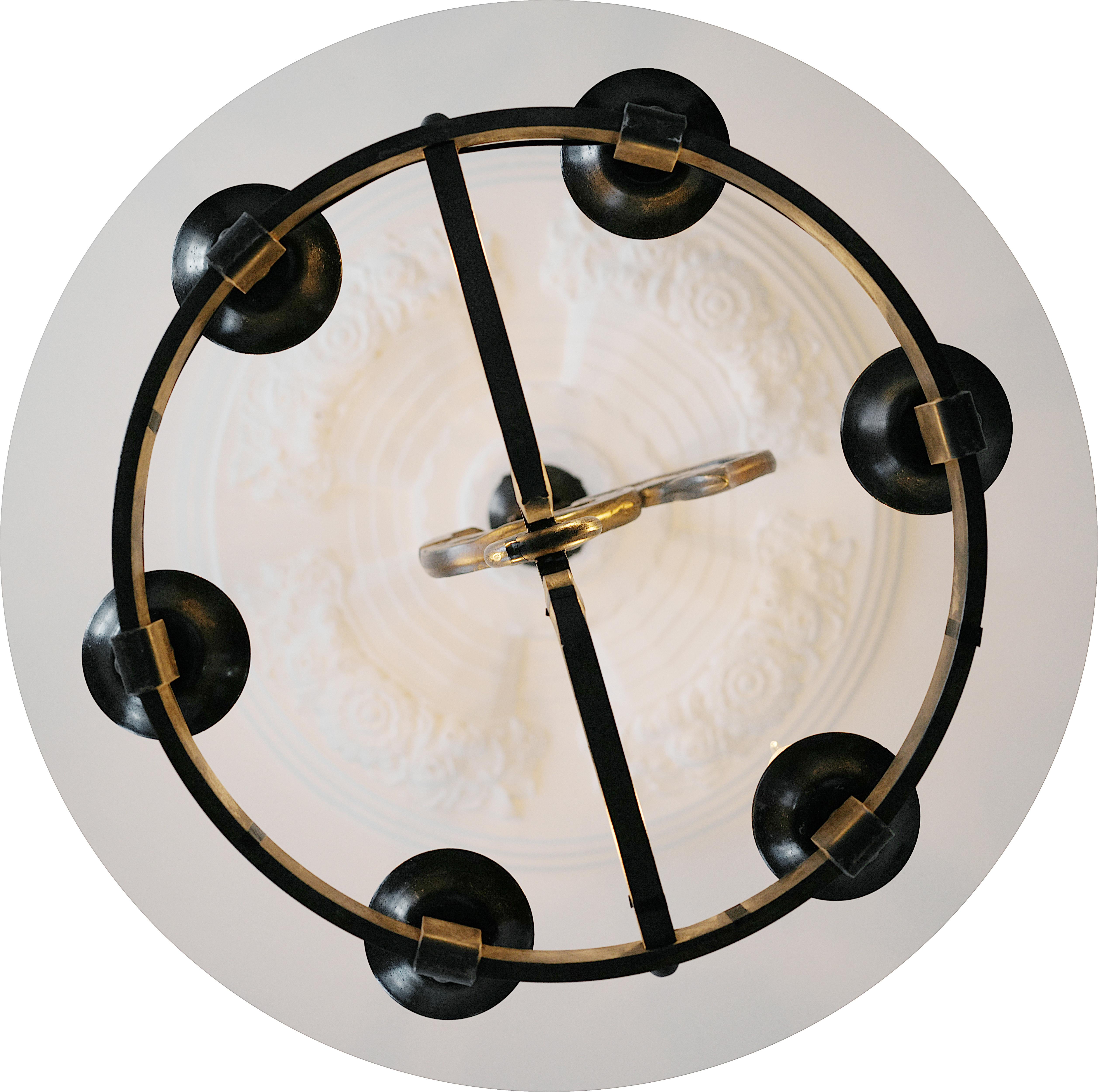 Wrought Iron Ateliers de Marolles, Jean Touret, Midcentury Wrought-iron Chandelier,  ca.1950 For Sale