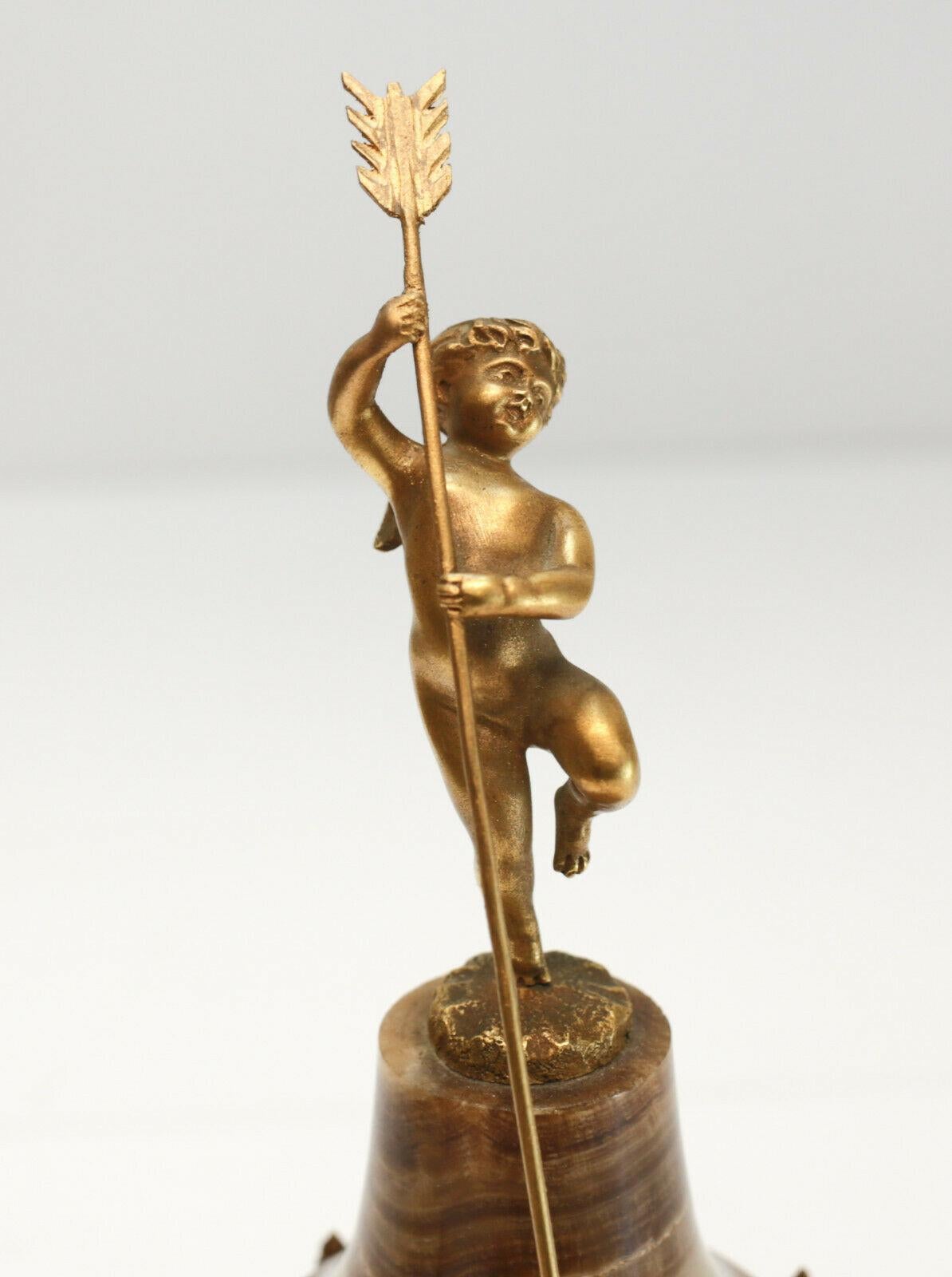 European Ateliers Juvenia French Gilt Bronze Putti Onyx Annular Rotary Clock For Sale