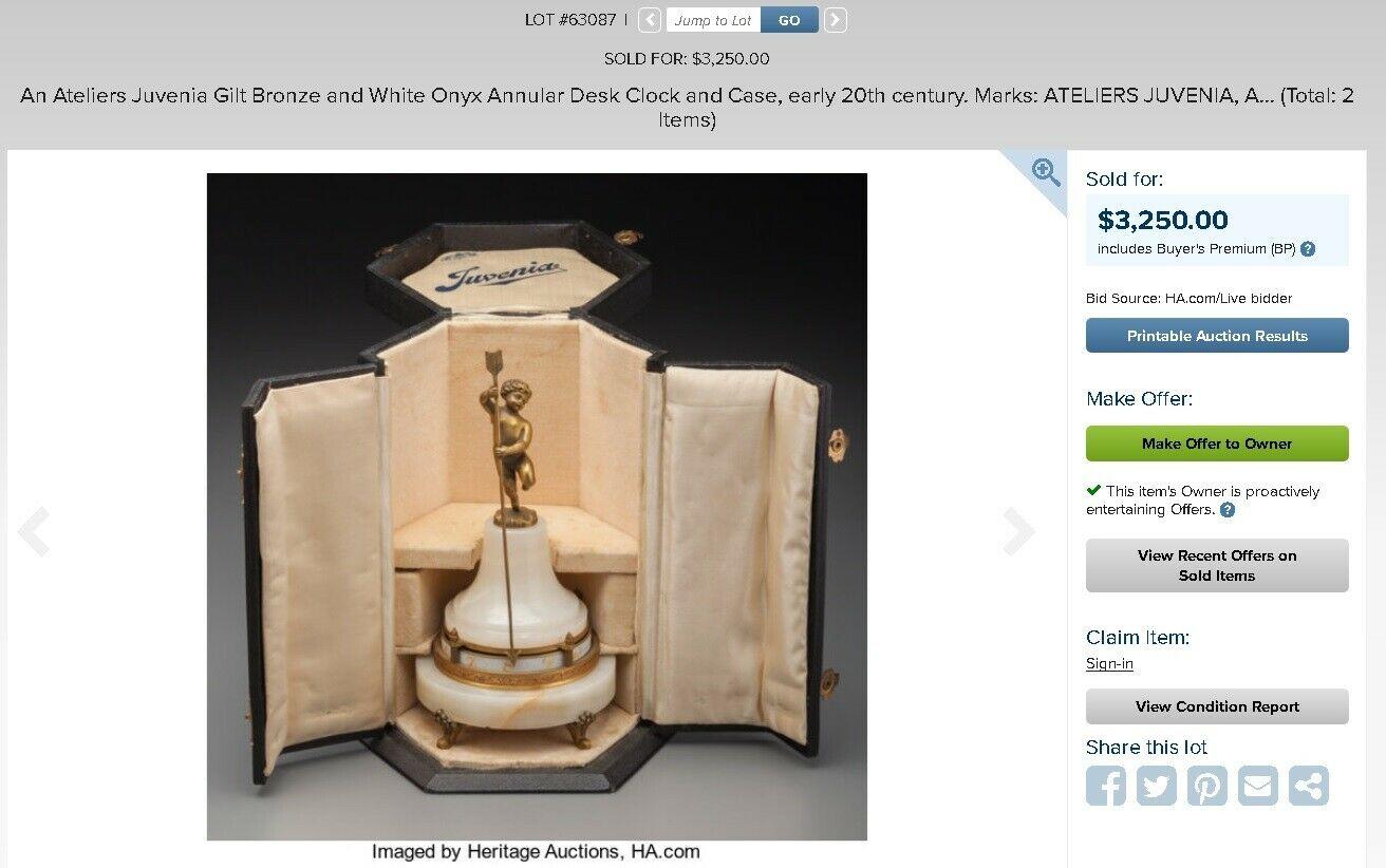 Ateliers Juvenia French Gilt Bronze Putti Onyx Annular Rotary Clock In Good Condition For Sale In Pasadena, CA