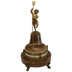 Antique Ateliers Juvenia French Gilt Bronze Putti Onyx Annular Rotary Clock