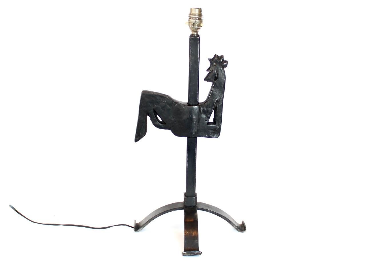 Ateliers Marolles by Jean Touret Table Lamp Wrought Iron  In Good Condition For Sale In Chicago, IL
