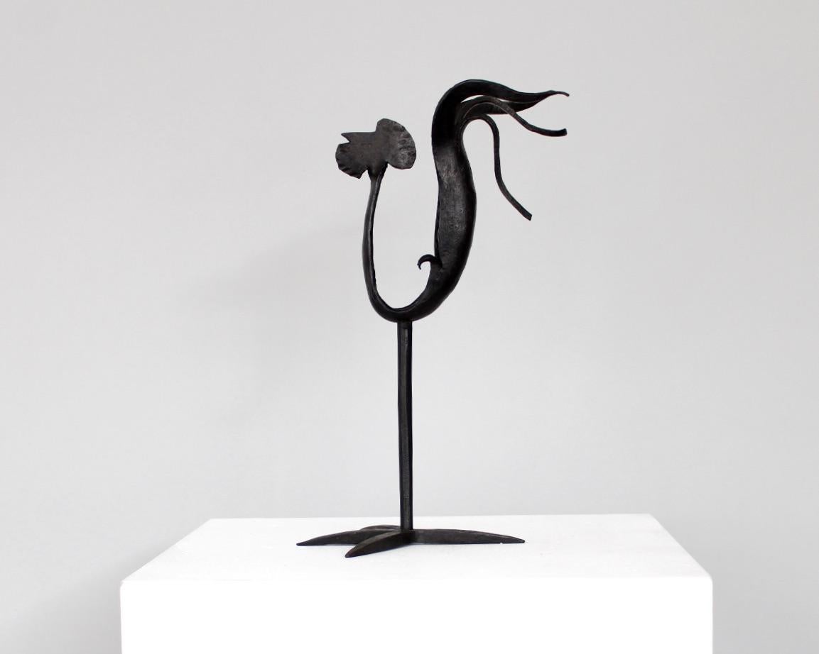 Ateliers Marolles Hahn „Coq“-Skulptur aus handgeschmiedetem Eisen von Francis Dewaele (Moderne der Mitte des Jahrhunderts) im Angebot