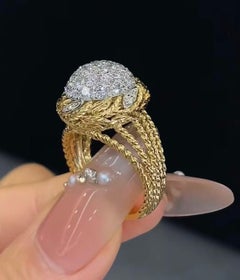 AtelierX 18k Gold Wheat Spike Ring with Diamond and Fashion Style