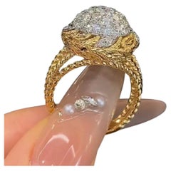 AtelierX Ring aus 18-karätigem Gold im Weizenähren-Design mit Diamant im modischen Stil