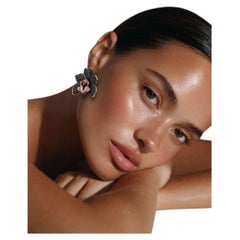 AtelierX Black Diamond Pink Sapphire Orchid bespoke Earrings