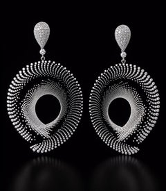 Boucles d'oreilles à clip « Vortex Noir » en diamants noirs et blancs d'AtelierX, &New