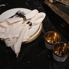 Atelís Hand-Crafted Gold-Plated Brass Napkin Ring Set of Six
