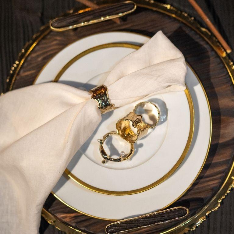 Atélis - Set de 6 Servilleteros de Latón Dorado Hecho a mano en venta
