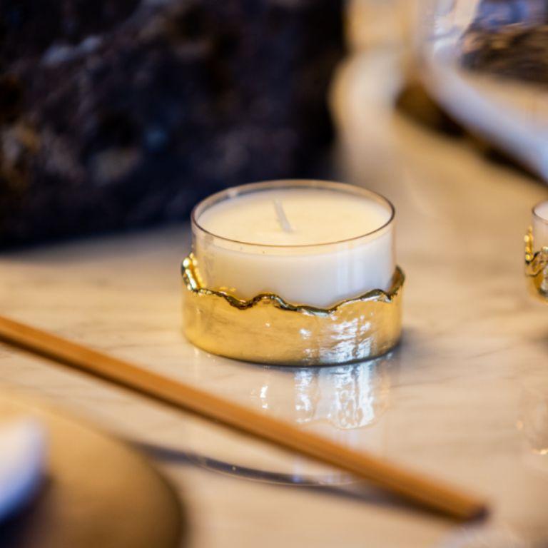 Organic Modern Atélis Maxi – Set of 6 Gold Brass Candle Holders For Sale