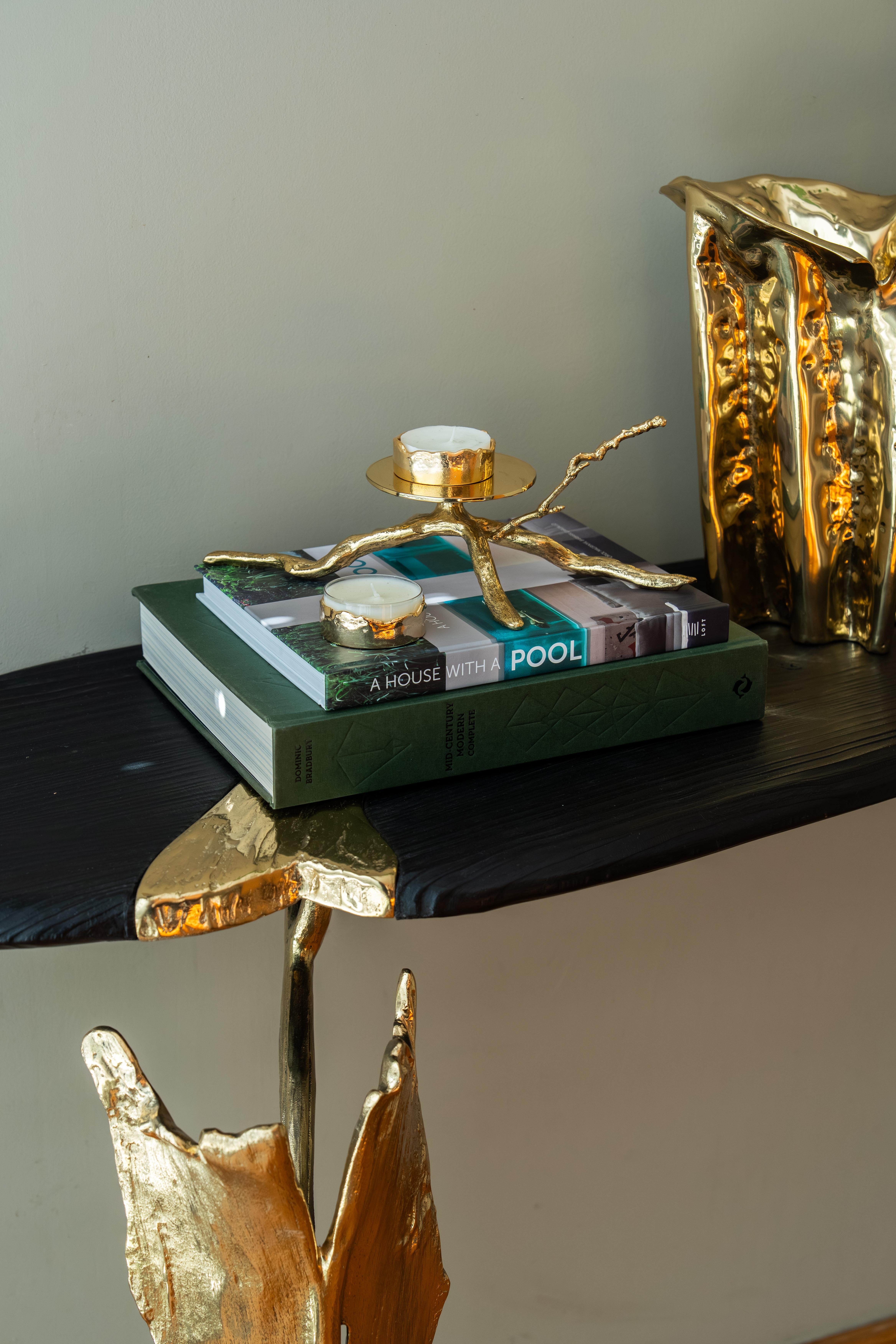 Ottone Atélis Maxi - Set di 6 portacandele in ottone dorato in vendita