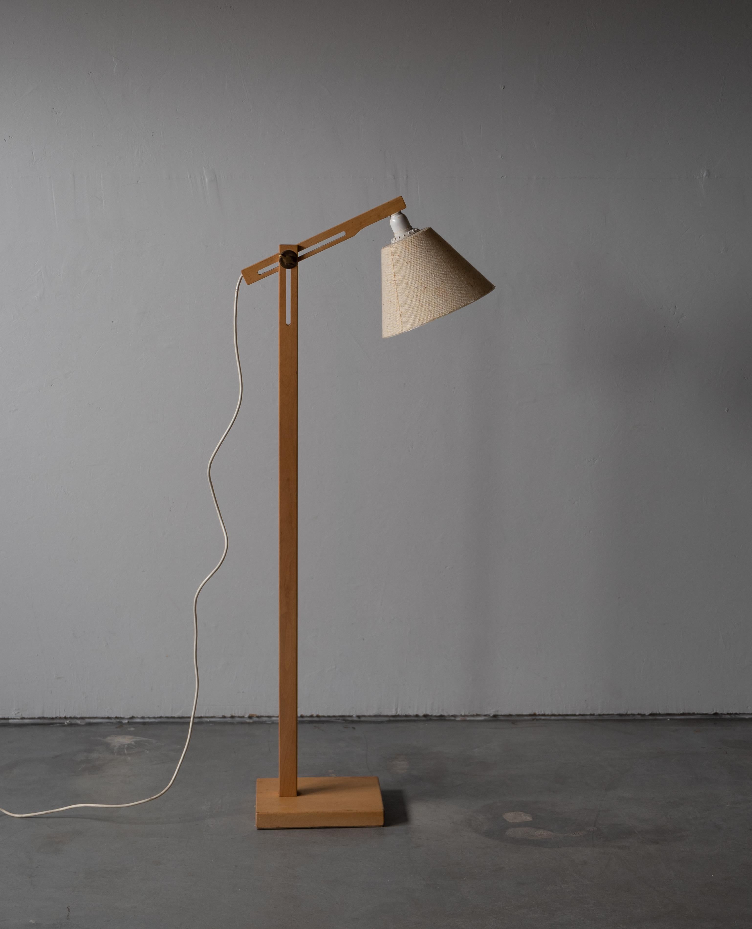 A small adjustable floor lamp, produced by Swedish Ateljé Lyktan. Original lampshade. Circa 1970s. Labeled.

Other Nordic lighting designers include Paavo Tynell, Hans-Agne Jacobson, Carl-Axel Acking, and Alvar Aalto.