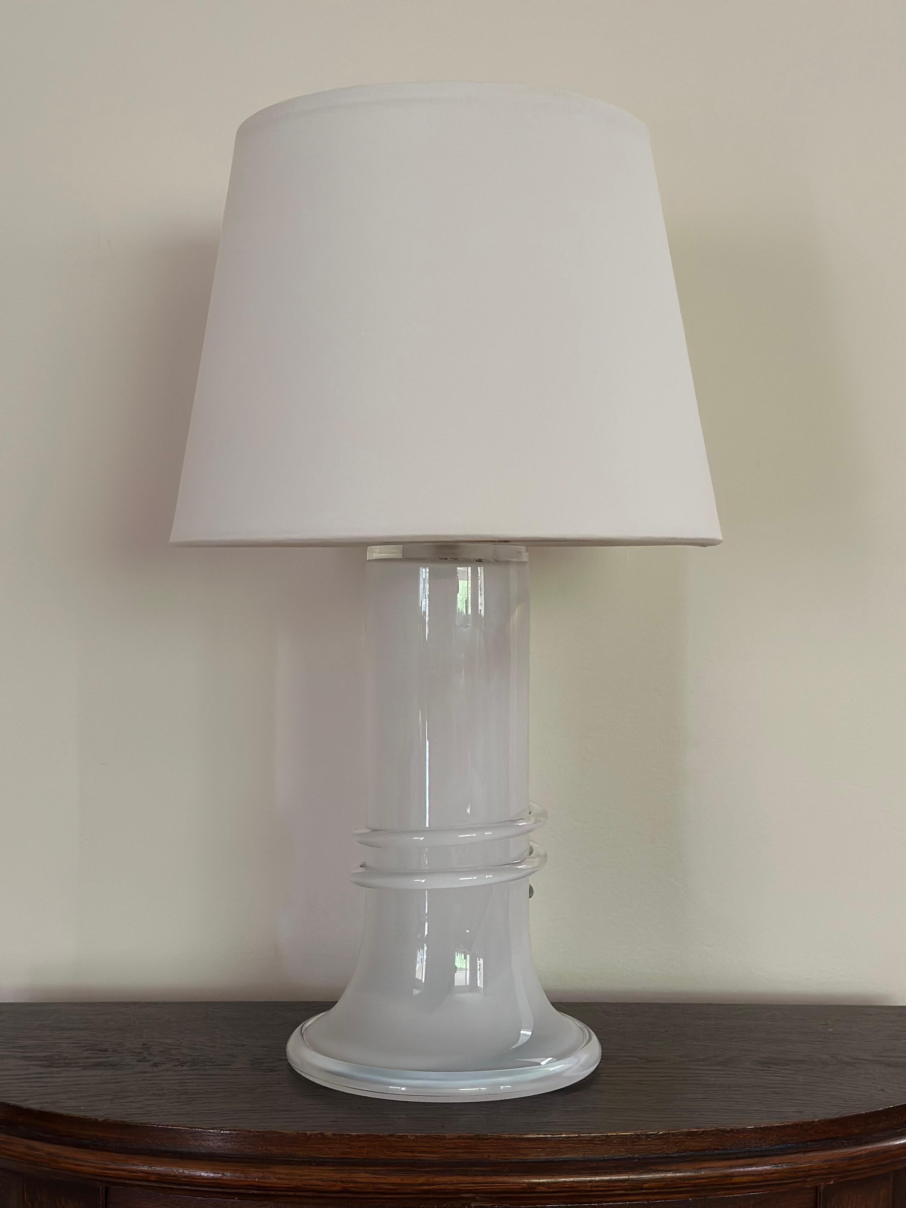 Mid-Century Modern Atelje Lyktan Large Glass Table Lamp by Hanne Dreutler. 1980s. For Sale