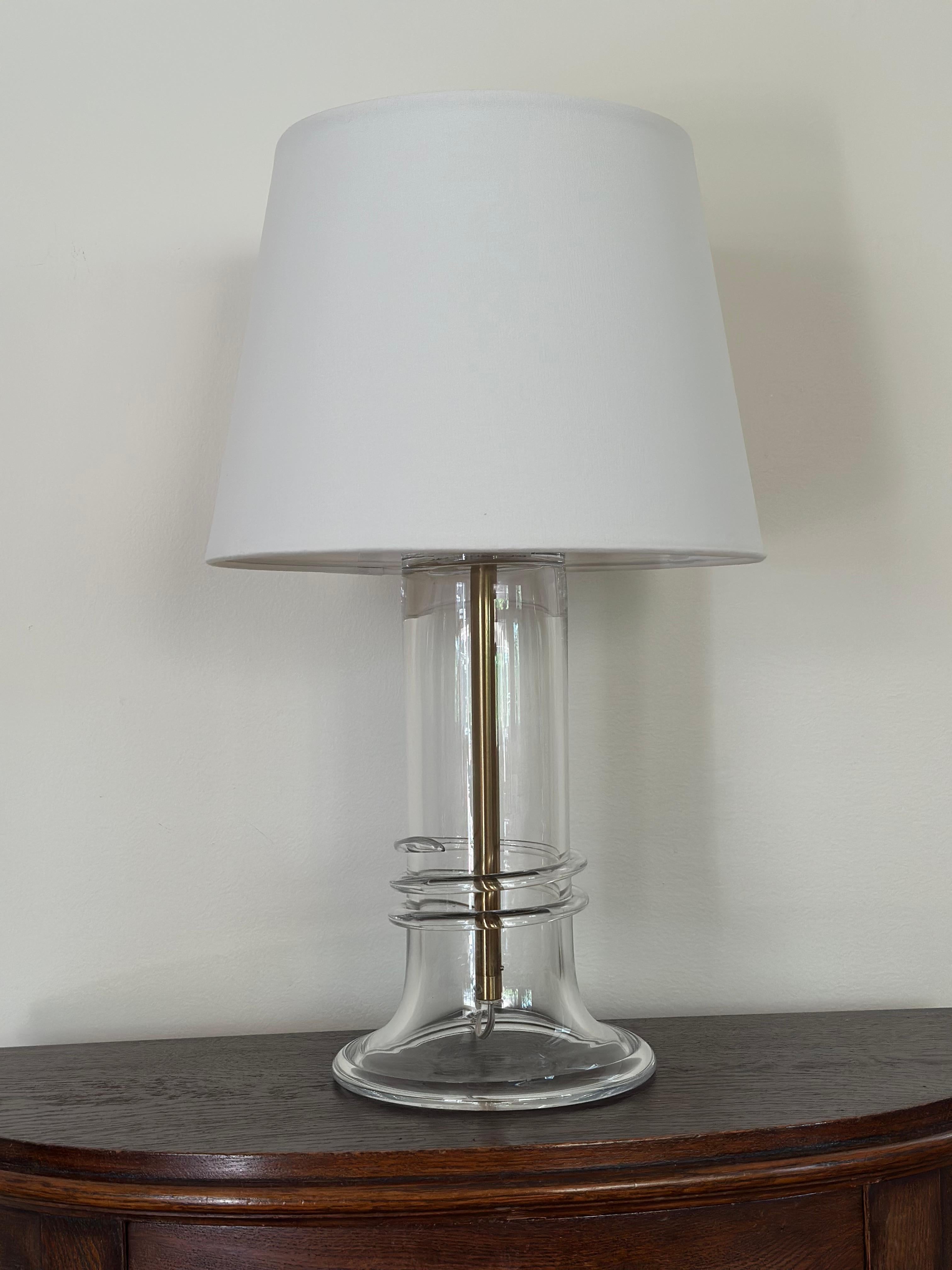 Mid-Century Modern Atelje Lyktan Large Glass Table Lamp by Hanne Dreutler. 1980s. For Sale
