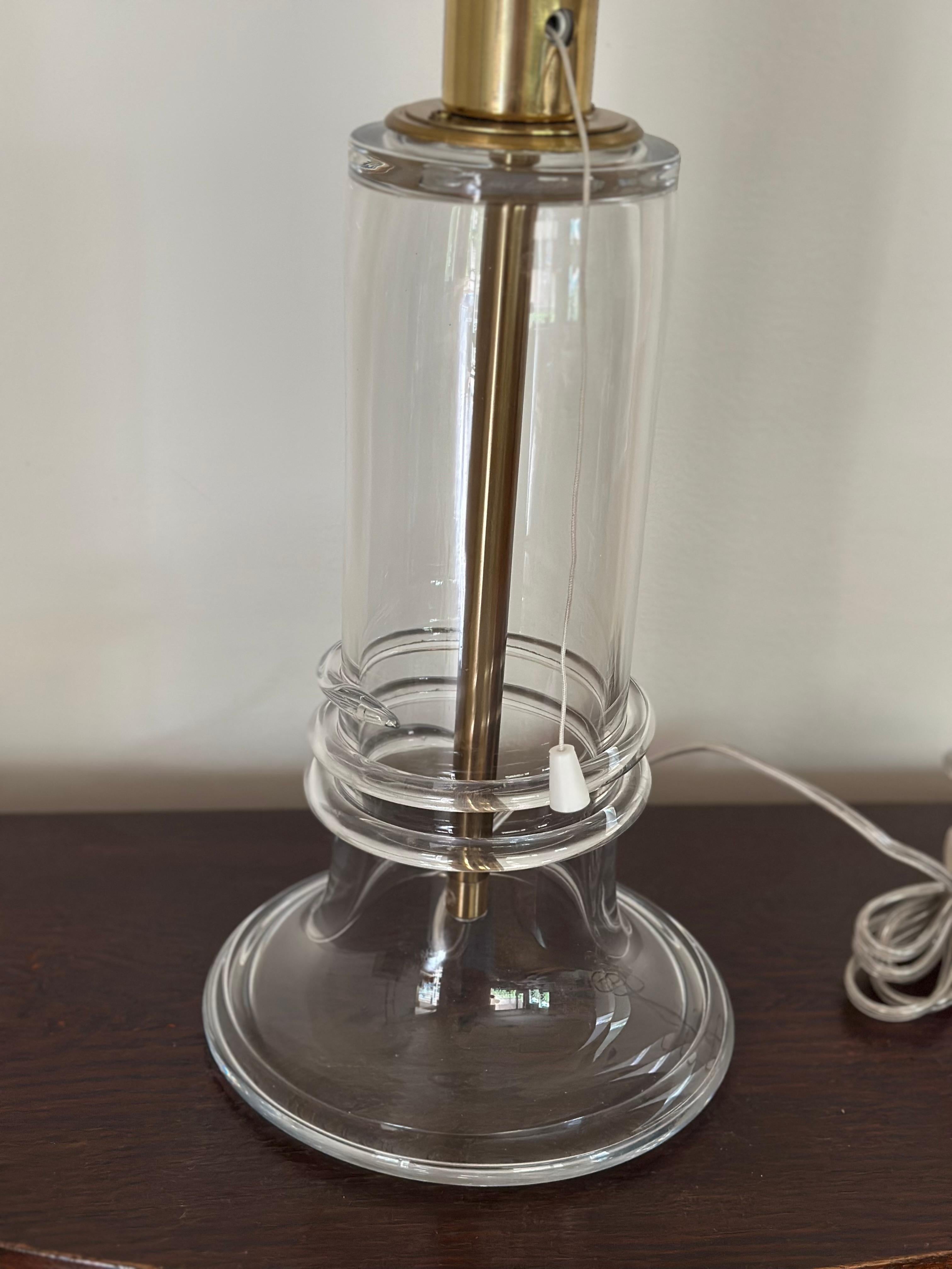 Brass Atelje Lyktan Large Glass Table Lamp by Hanne Dreutler. 1980s. For Sale