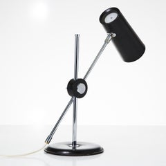 Atelje Lyktan Scandinavian Modern Leather and Chrome Table Lamps, 1960s