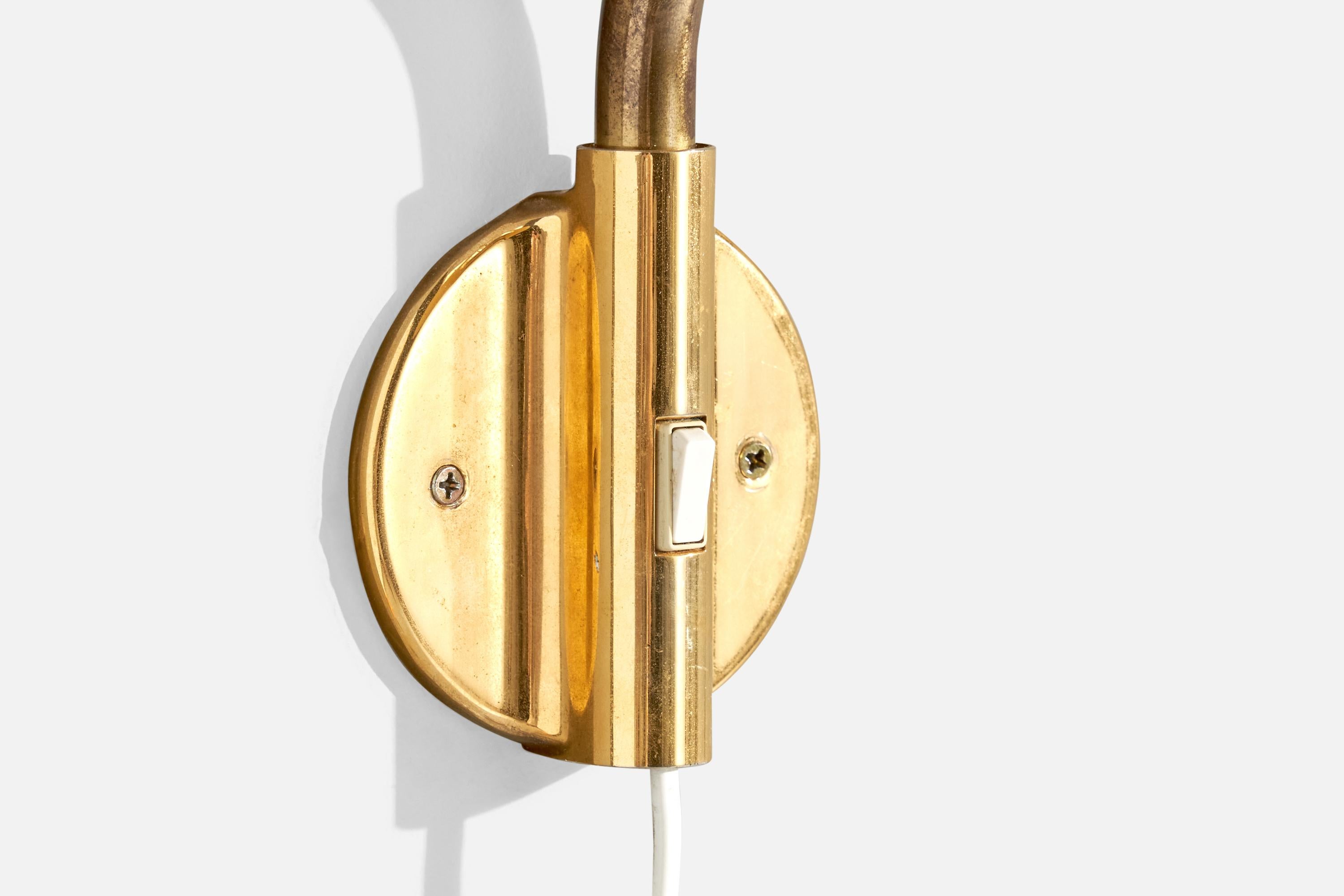 Late 20th Century Ateljé Lyktan, Wall Light, Brass, Fabric, Sweden, 1970s For Sale