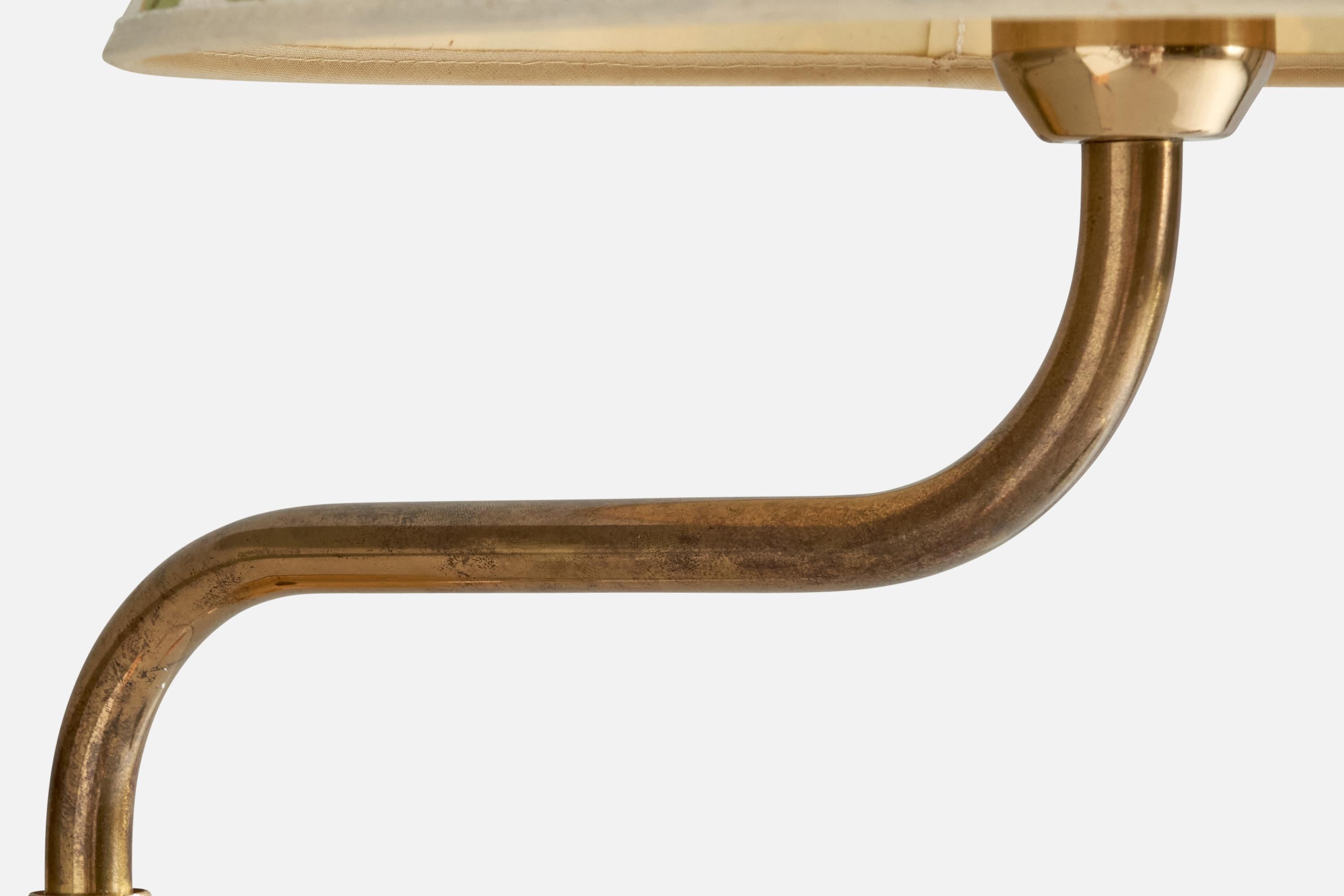 Ateljé Lyktan, Wall Light, Brass, Fabric, Sweden, 1970s For Sale 1