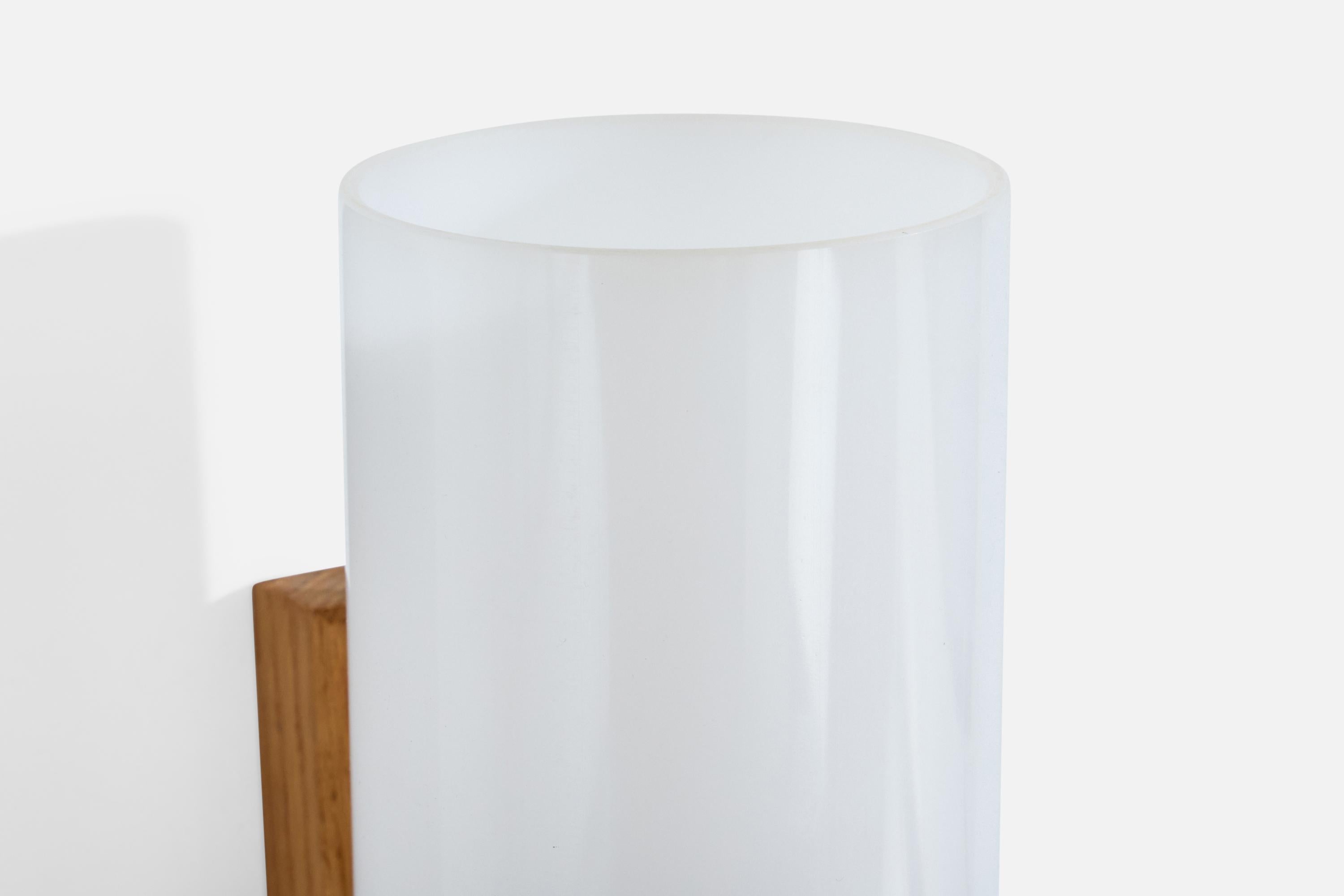 Ateljé Lyktan, Wall Lights, Oak, Brass, Acrylic, Sweden, 1960s For Sale 1