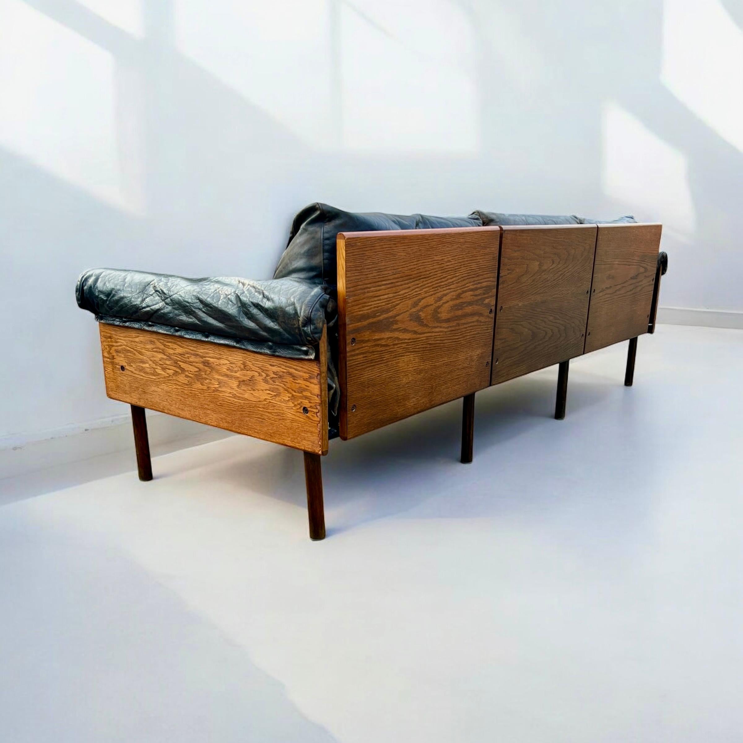 Steel 'Ateljee' Leather And Ash Sofa And Armchair By Yrjö Kukkapuro For Haimi Finland For Sale