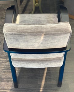 Atena Carver Chair in Beech Black Ebony Finish and Ribbed Velvet