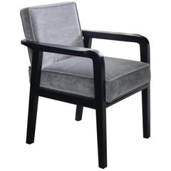 Atena Carver Chair in Beech Black Ebony Finish and Ribbed Velvet