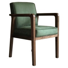 Atena Carver Chair in Black American Walnut Upholstered with Novasuede