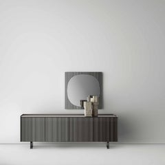 Credenza Aterea in vetro e ceramica/marmo, Made in Italy