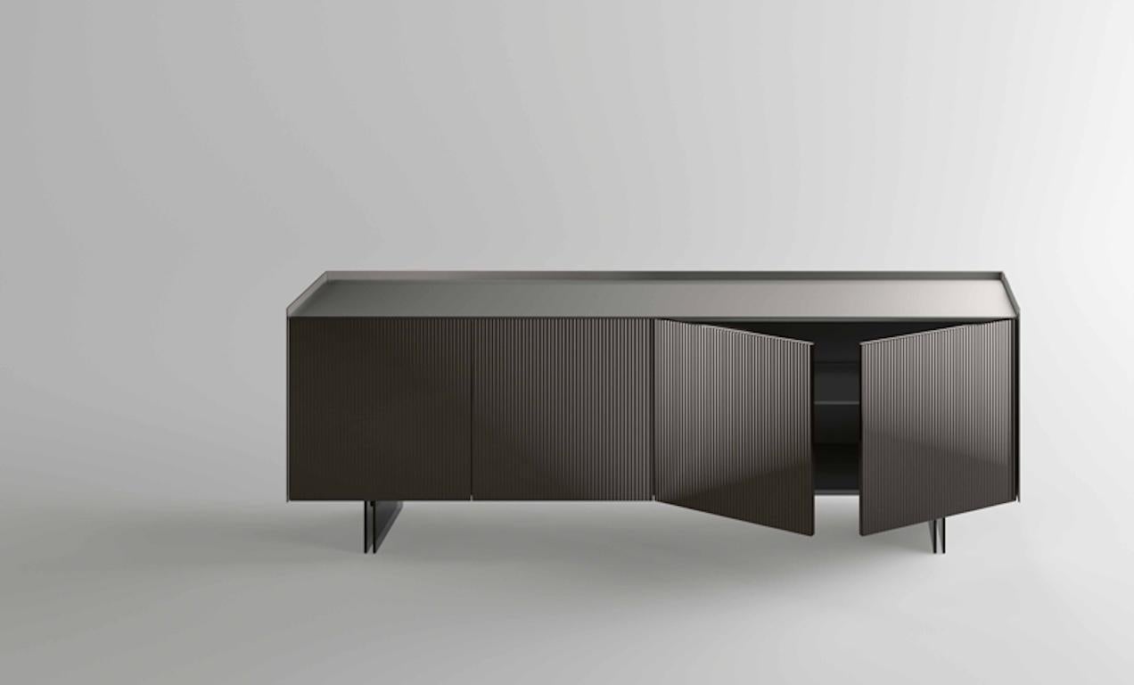 Contemporary Aterea Glass & Ceramic/Marble Sideboard, Made in Italy  For Sale