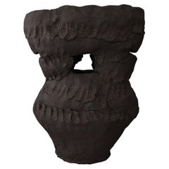 ath 28 by asterisque. Hand-Crafted Organic Black Stoneware Vase, Spain, New