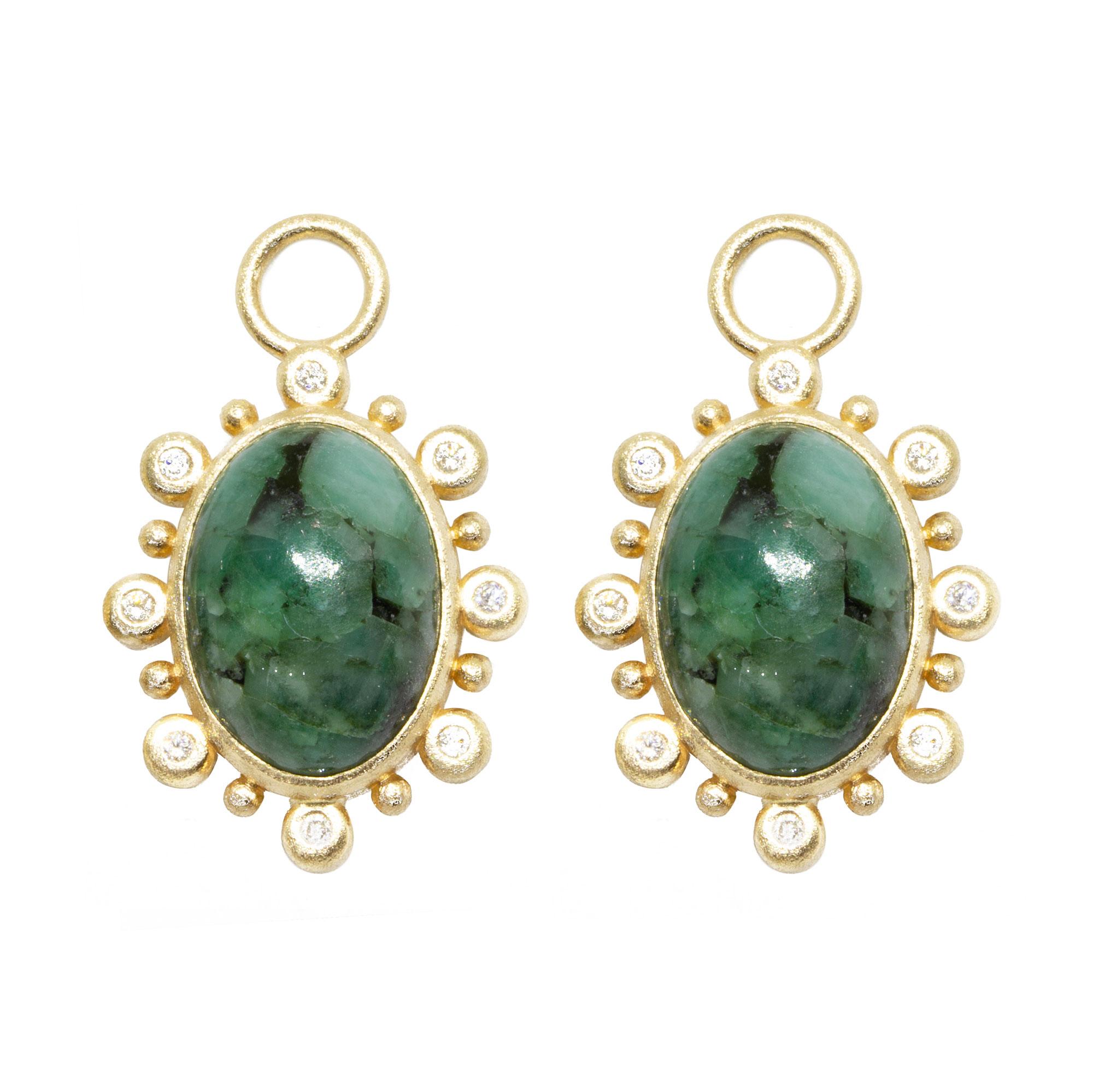 Contemporary Athena Emerald Gold 18k Earring Charms For Sale
