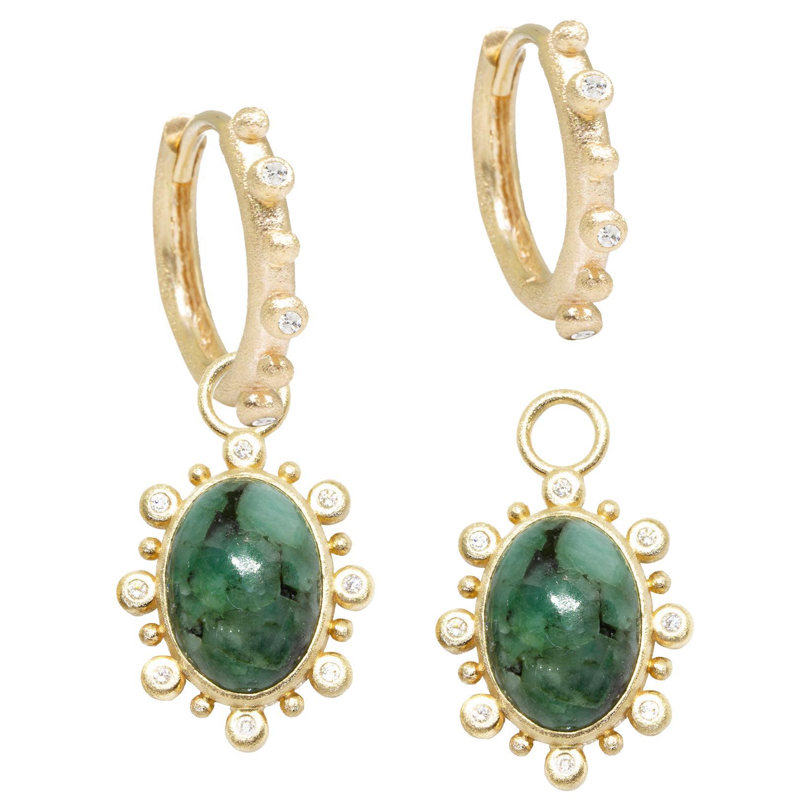 Athena Emerald Gold 18k Earring Charms For Sale