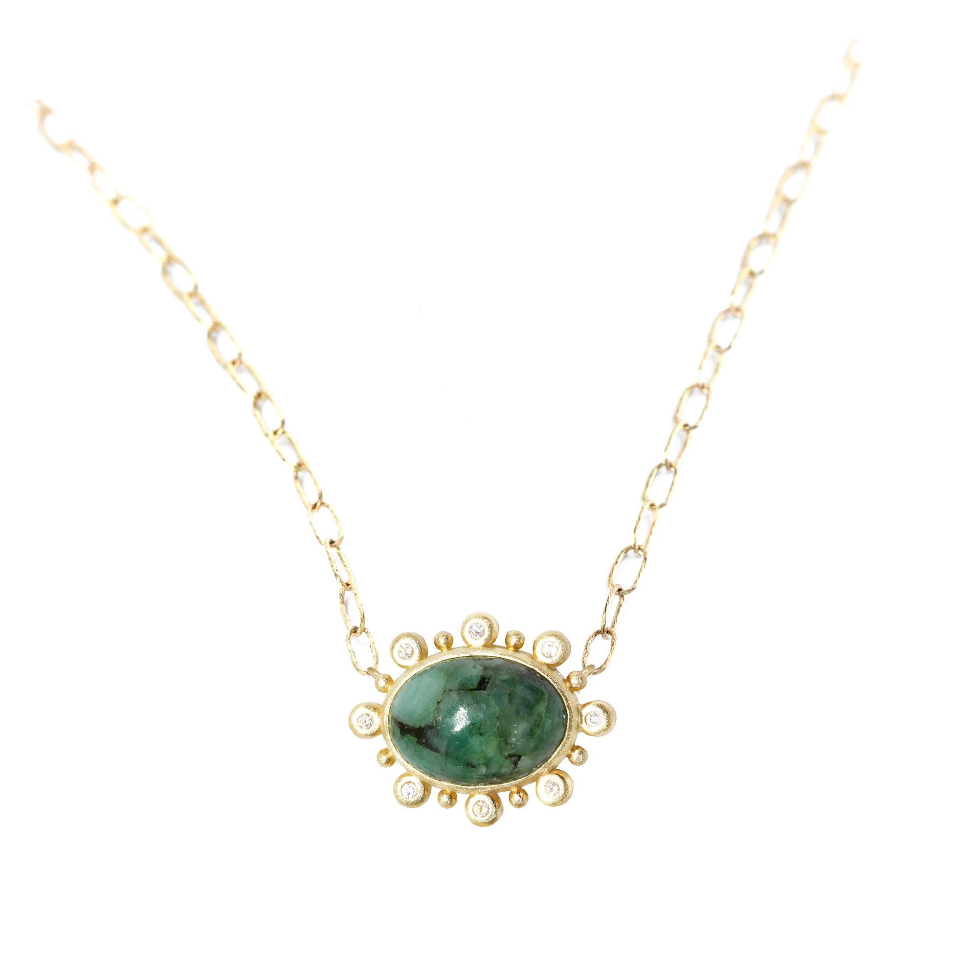Contemporary Athena Emerald Gold 18k Necklace For Sale