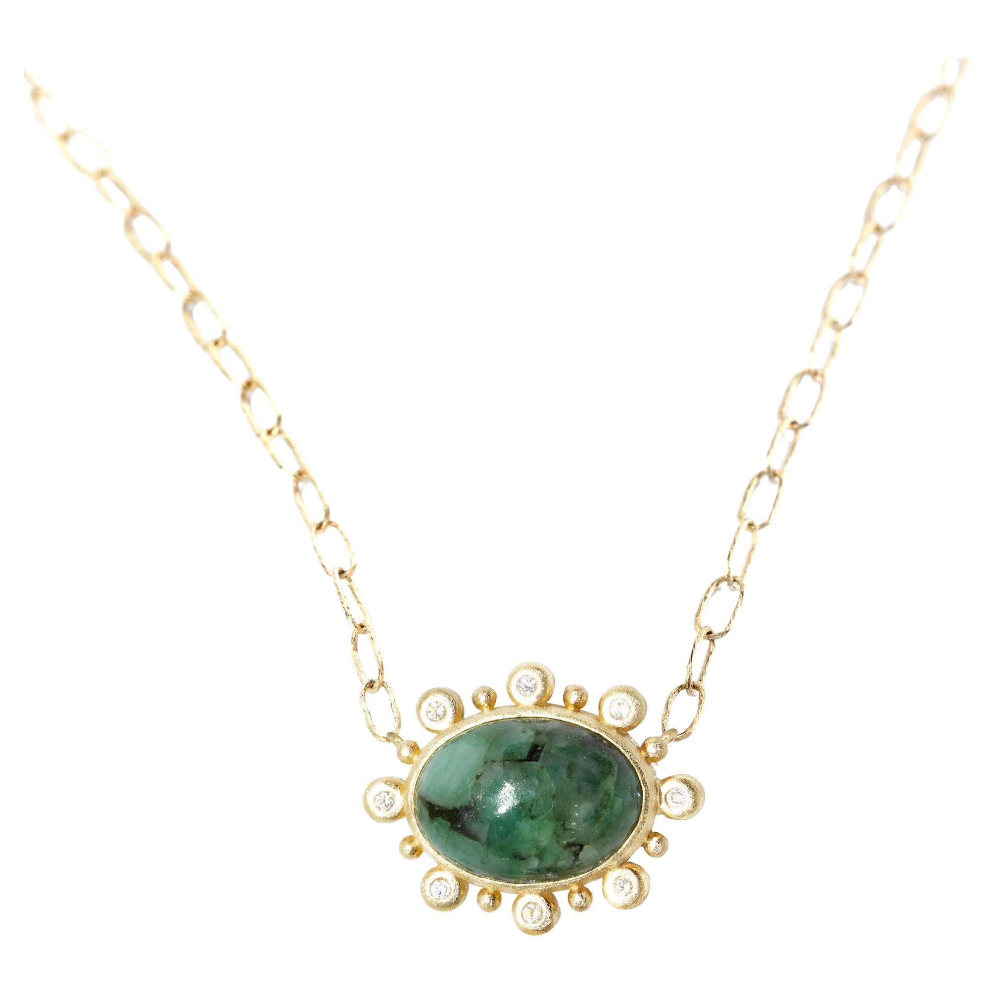Athena Emerald Gold 18k Necklace For Sale