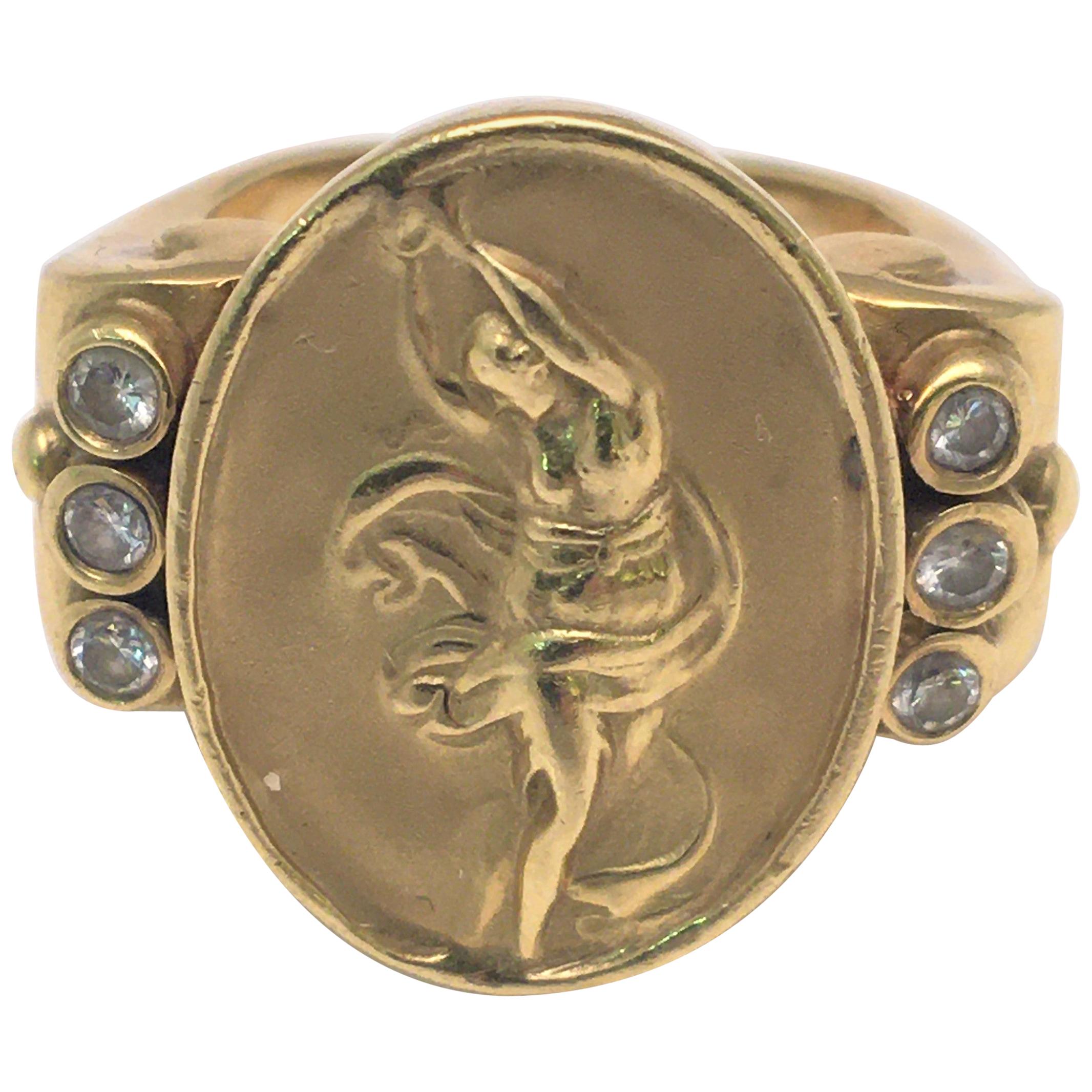 Athena 18 Karat Yellow Gold, Diamond Ring