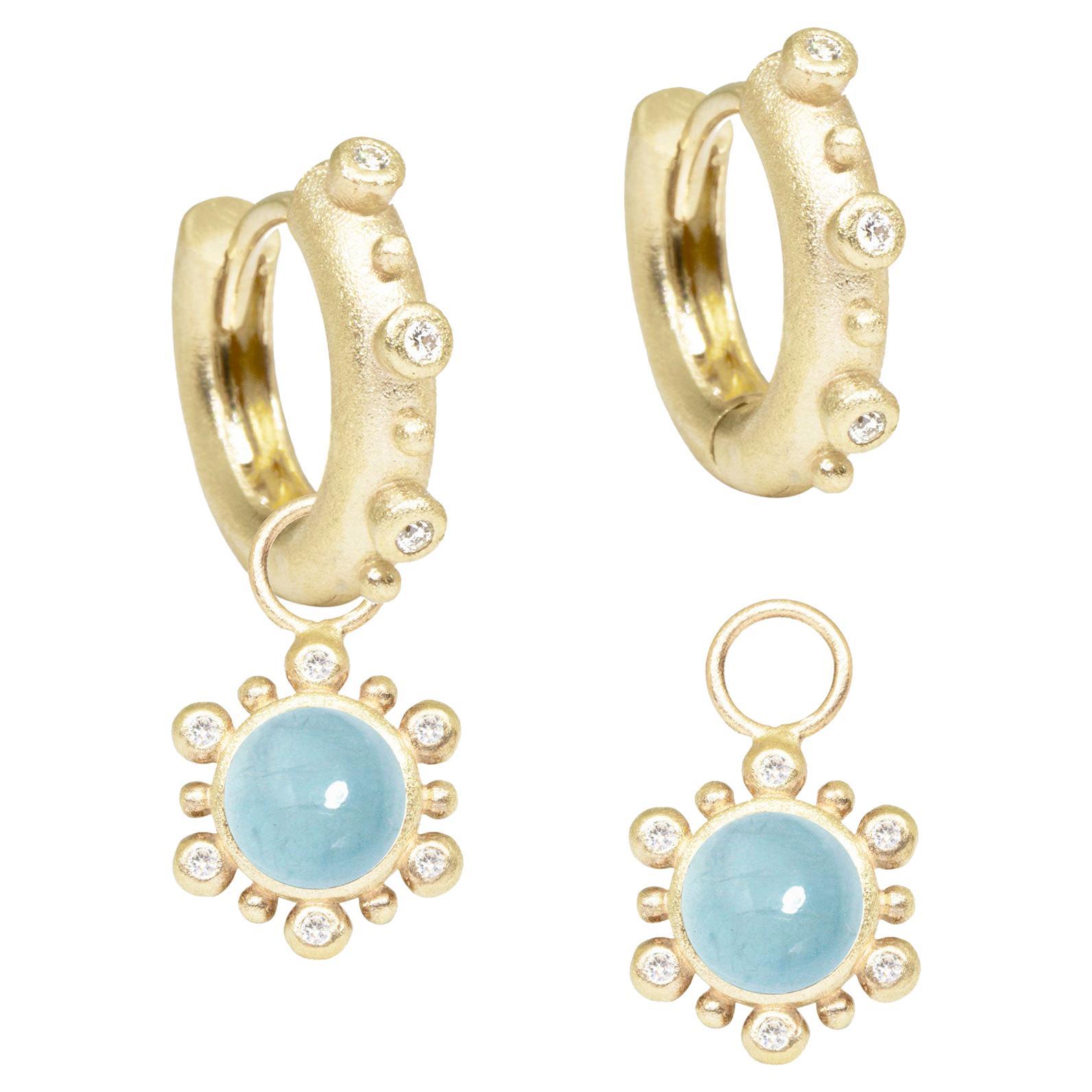 Athena Aquamarine Gold 18k Earring Charms For Sale
