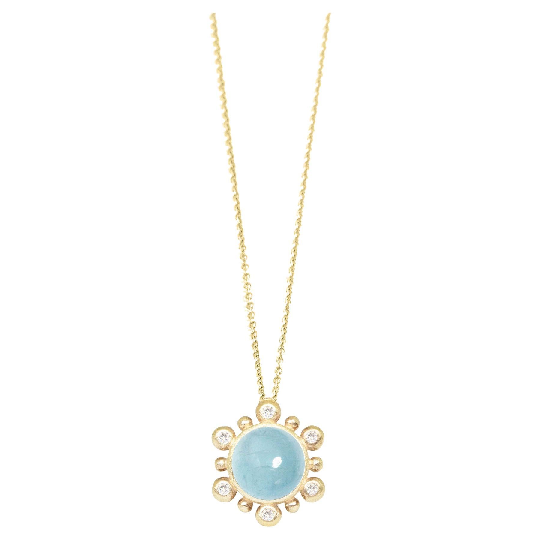 Athena Aquamarine Gold 18k Necklace For Sale