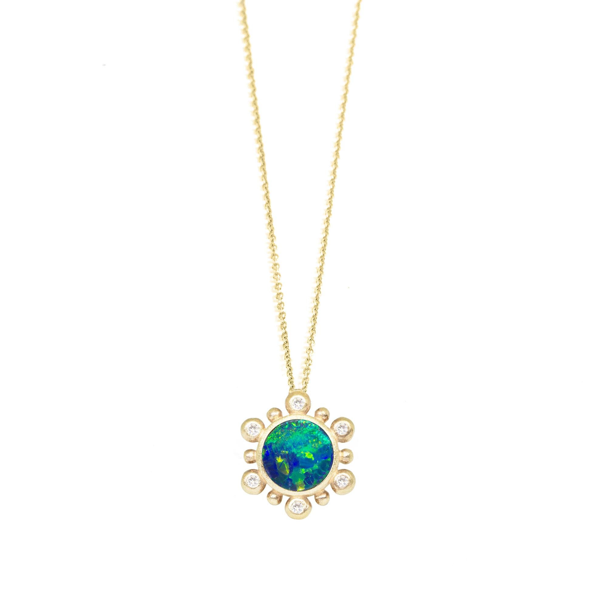 Athena Doublet Opal Gold 18k Halskette (Zeitgenössisch) im Angebot