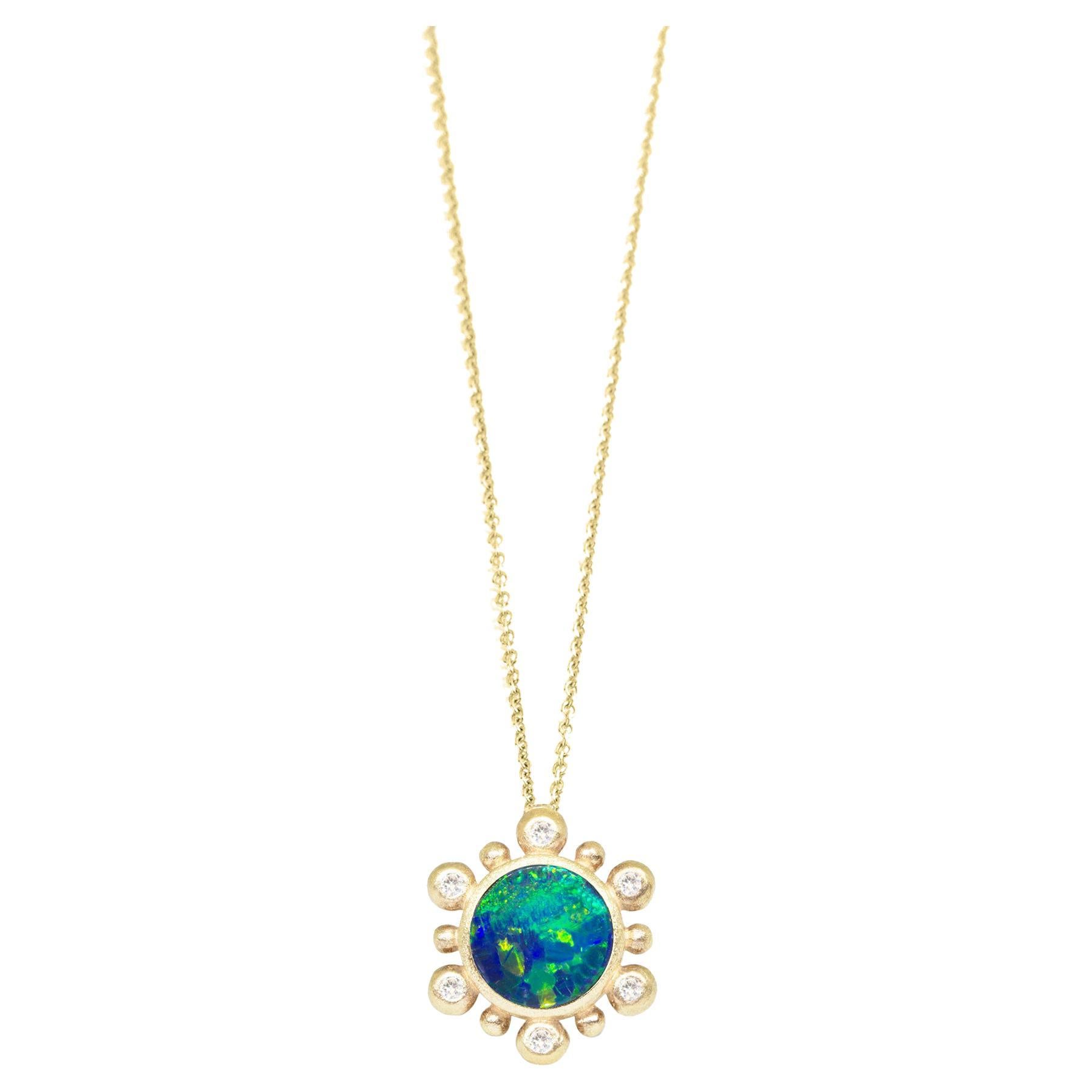 Athena Doublet Opal Gold 18k Necklace For Sale