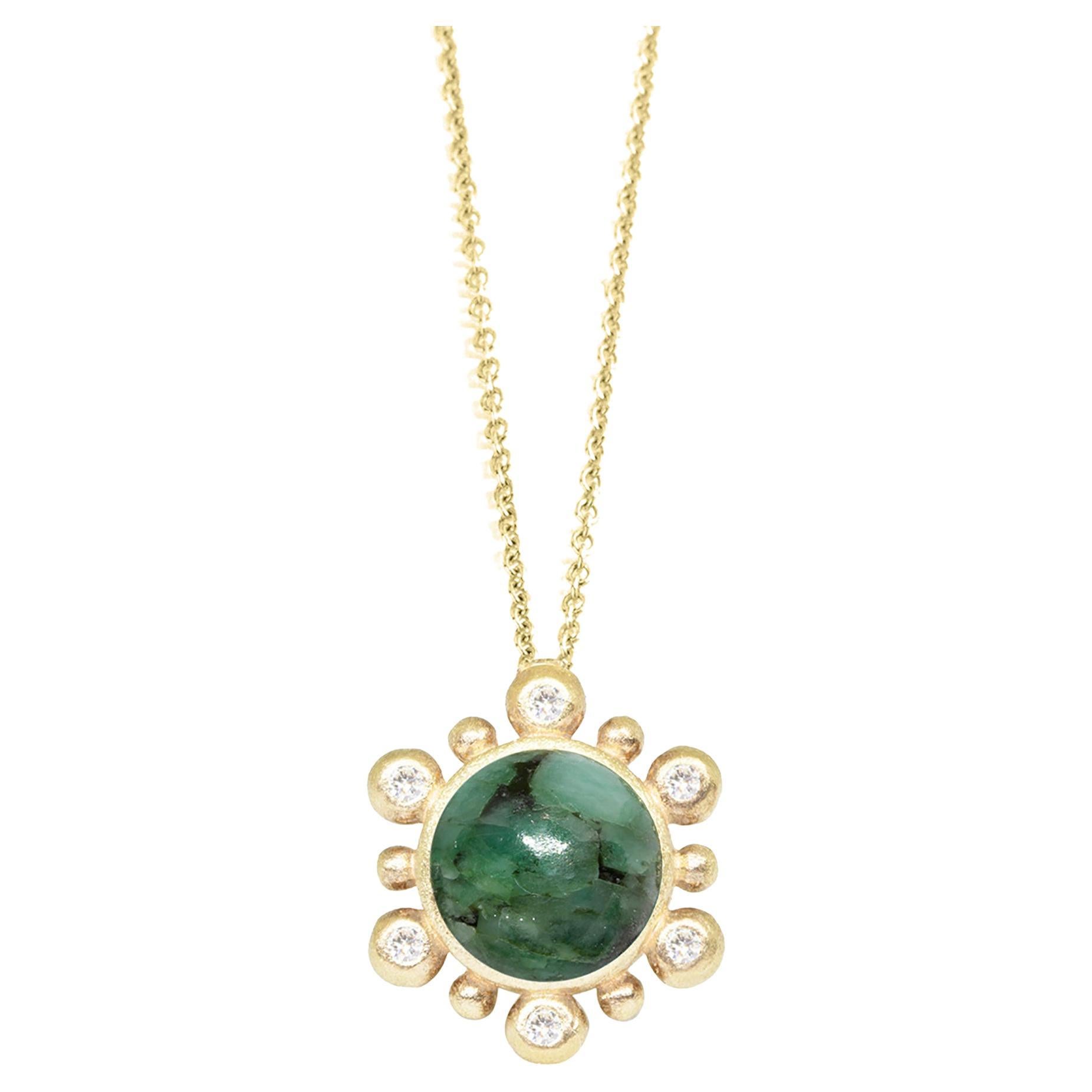 Classy in the artisinal way. Why look like everyone else? Emerald, the stone of kindness, insight and serenity will draw in the heartfelt opportunities that your soul needs. Wear this with your favorite, simple chain and feel the way you
