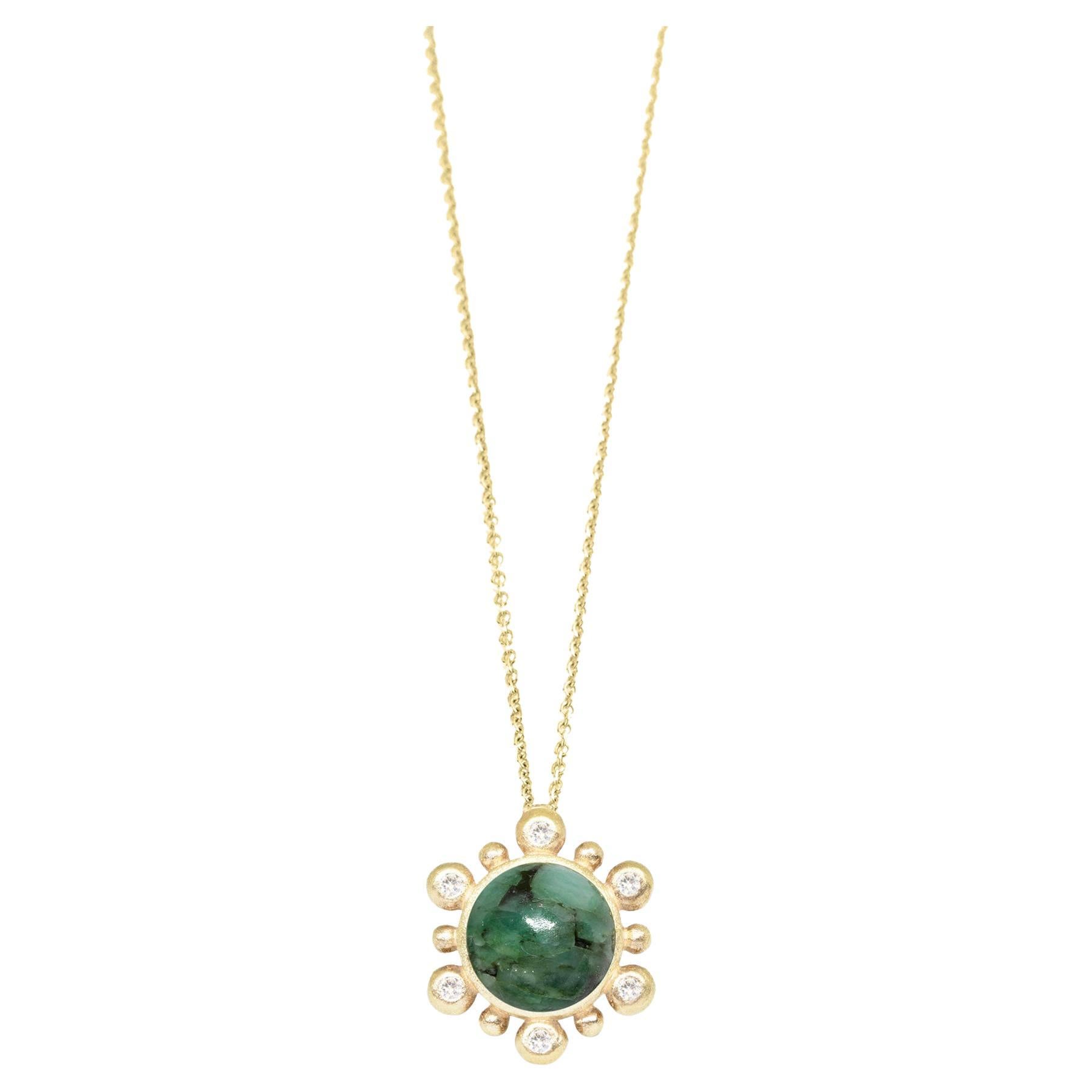 Contemporary Athena Emerald Gold 18k Necklace For Sale