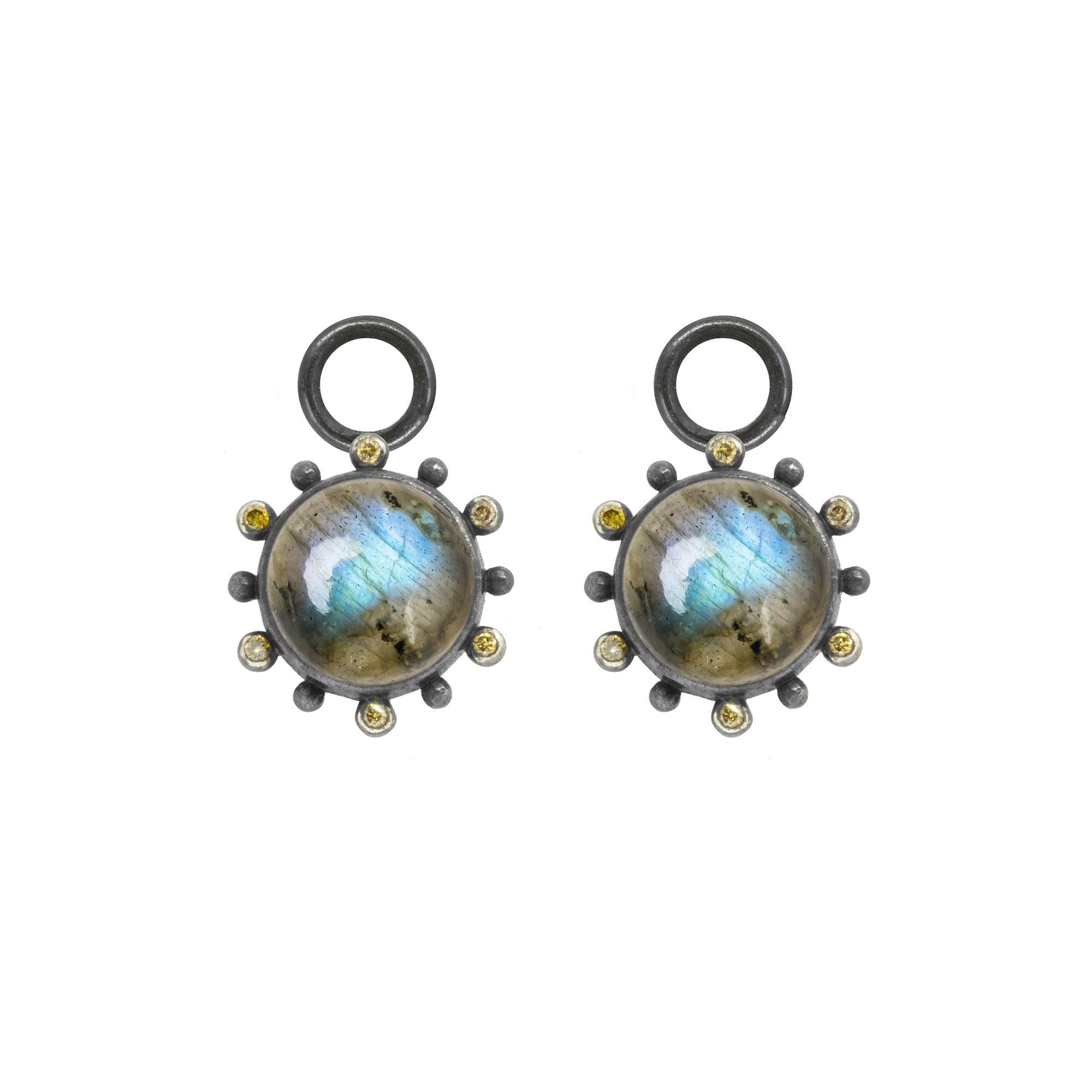 Athena Labradorite Silver Earring Charms In New Condition For Sale In Denver, CO