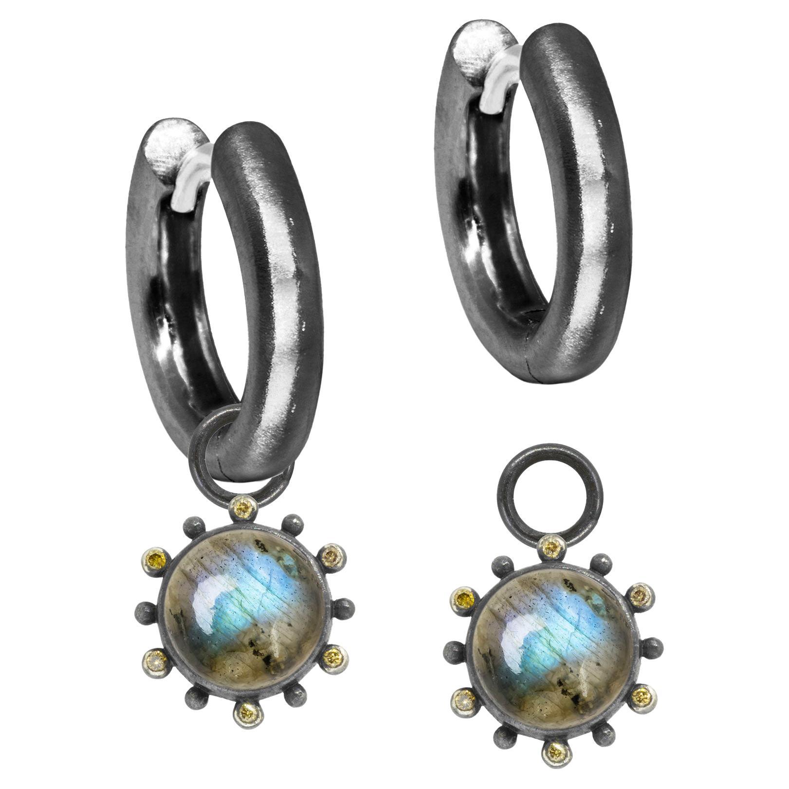 Athena Labradorite Silver Earring Charms For Sale