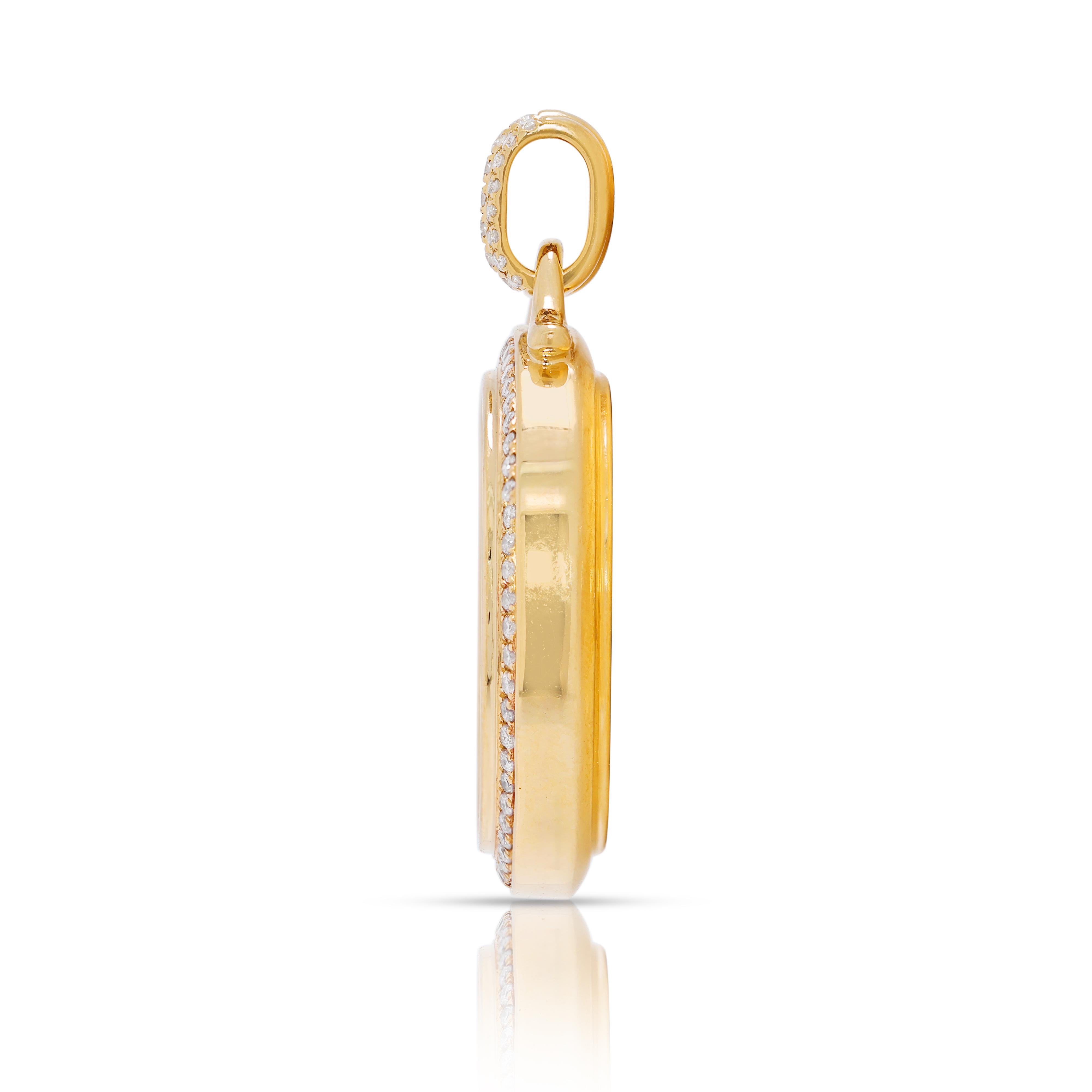 Athéna Pièce de monnaie grecque antique Pendentif en or jaune 18 carats avec 0,44 ct de diamant Pour femmes en vente