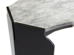 Athena Console, Entry Table Contemporary Shield Leg, Dark Bronze Patina, Marble