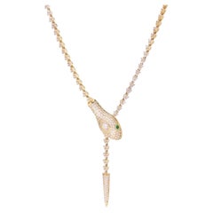 Collana Lariat “Athena Diamond Emerald Snake” in oro giallo 14k