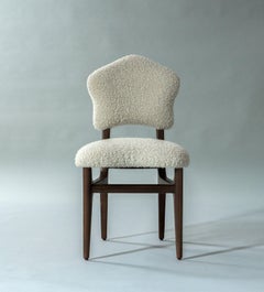 Athena Dining Chair by DeMuro Das COM, in Solid Walnut, Natural/Grey