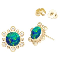 Athena Doublet Opal Gold 18k Stud Earrings