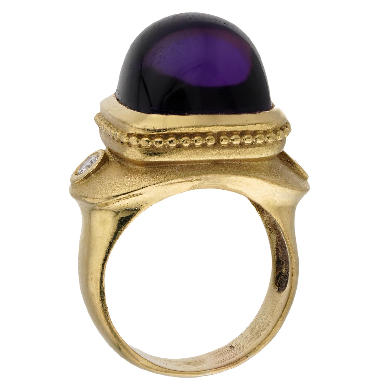 Athena GB Bague cocktail en or jaune avec améthyste et diamants Excellent état - En vente à New York, NY