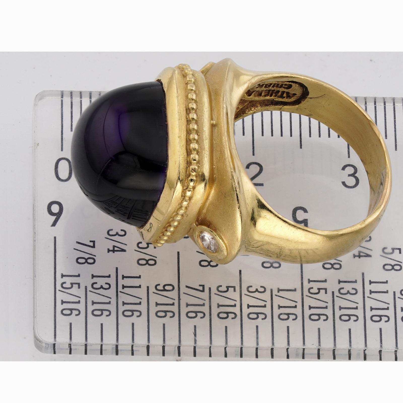 Athena GB Bague cocktail en or jaune avec améthyste et diamants en vente 1